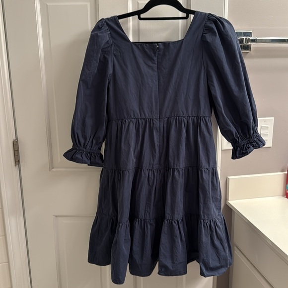 Madewell Lizzie Tiered Cotton Poplin Mini Dress Puff Sleeve Babydoll Twilight - Picture 8 of 8